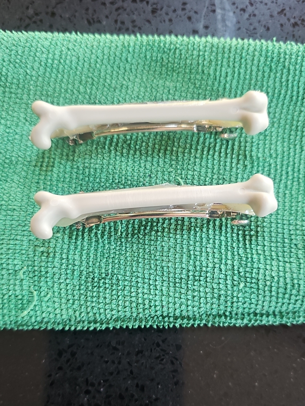 White Bone Barrette Hair Clips - Set of 2